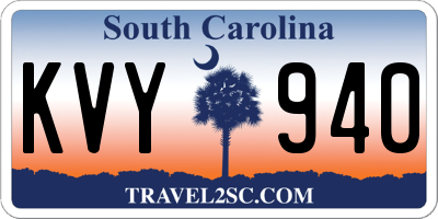 SC license plate KVY940