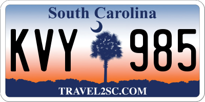 SC license plate KVY985