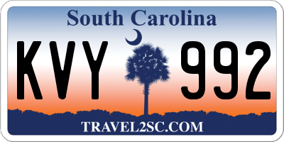 SC license plate KVY992