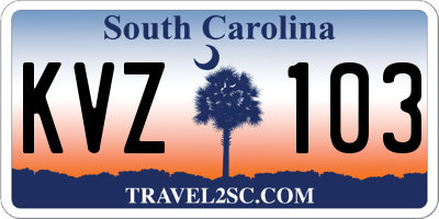 SC license plate KVZ103