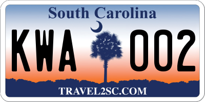 SC license plate KWA002