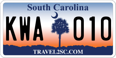 SC license plate KWA010
