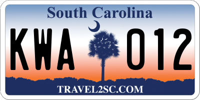 SC license plate KWA012