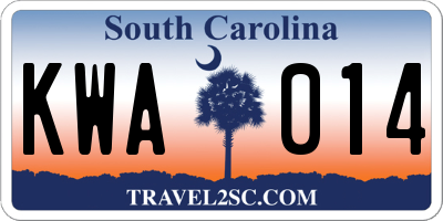 SC license plate KWA014