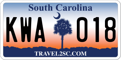 SC license plate KWA018