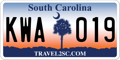 SC license plate KWA019