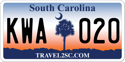 SC license plate KWA020