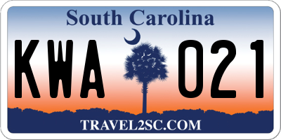 SC license plate KWA021