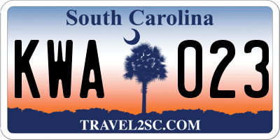 SC license plate KWA023