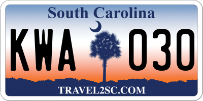SC license plate KWA030