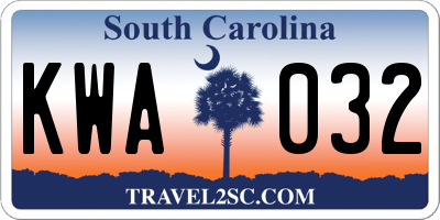SC license plate KWA032