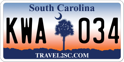 SC license plate KWA034
