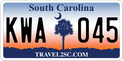 SC license plate KWA045