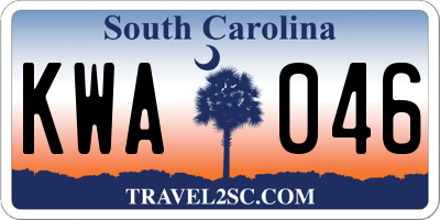 SC license plate KWA046