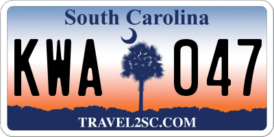 SC license plate KWA047
