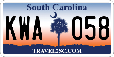 SC license plate KWA058