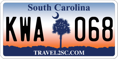 SC license plate KWA068