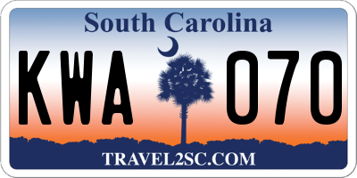 SC license plate KWA070
