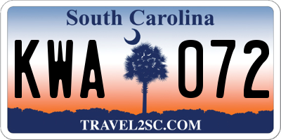 SC license plate KWA072