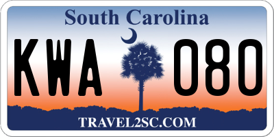 SC license plate KWA080