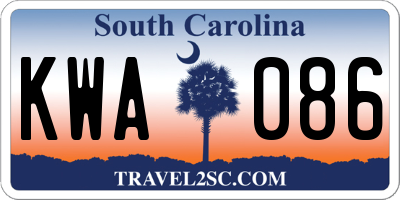 SC license plate KWA086