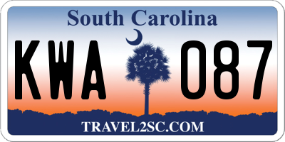SC license plate KWA087