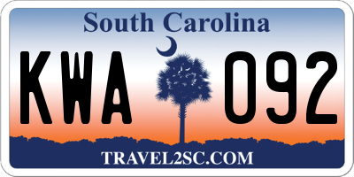 SC license plate KWA092