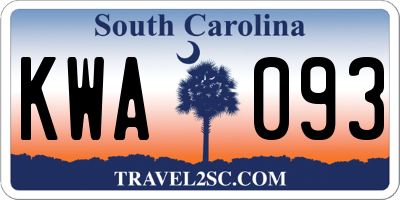 SC license plate KWA093