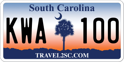 SC license plate KWA100