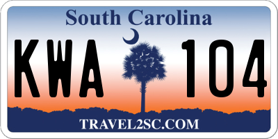 SC license plate KWA104