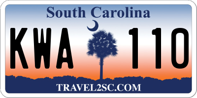 SC license plate KWA110