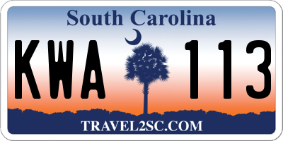 SC license plate KWA113
