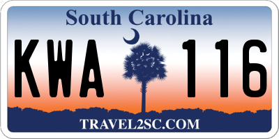 SC license plate KWA116