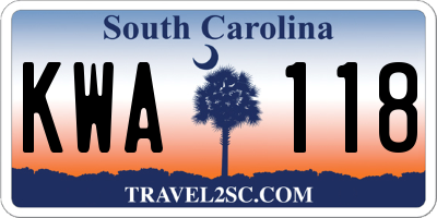 SC license plate KWA118
