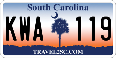 SC license plate KWA119