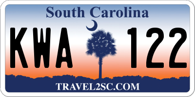SC license plate KWA122