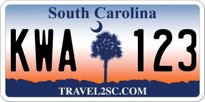 SC license plate KWA123