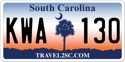 SC license plate KWA130