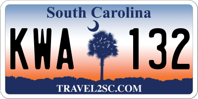 SC license plate KWA132