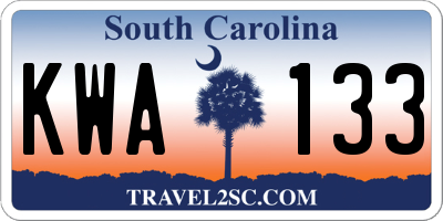 SC license plate KWA133