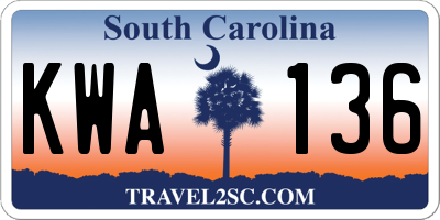 SC license plate KWA136