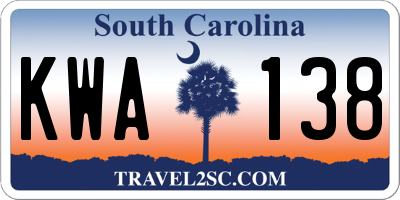SC license plate KWA138