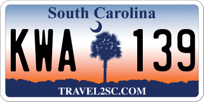 SC license plate KWA139