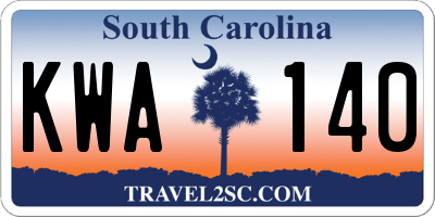 SC license plate KWA140