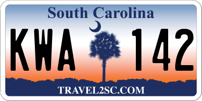 SC license plate KWA142