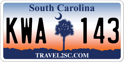 SC license plate KWA143