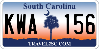 SC license plate KWA156