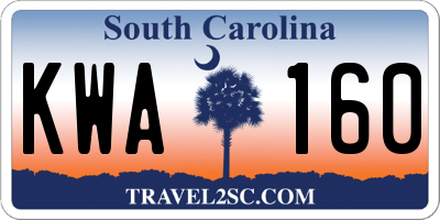 SC license plate KWA160
