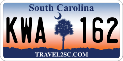SC license plate KWA162