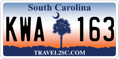 SC license plate KWA163